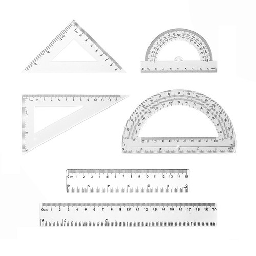 6pcs clear plastic math set - plastic,