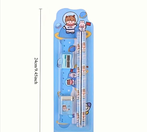 Cartoon stationery set - cartoon, blue